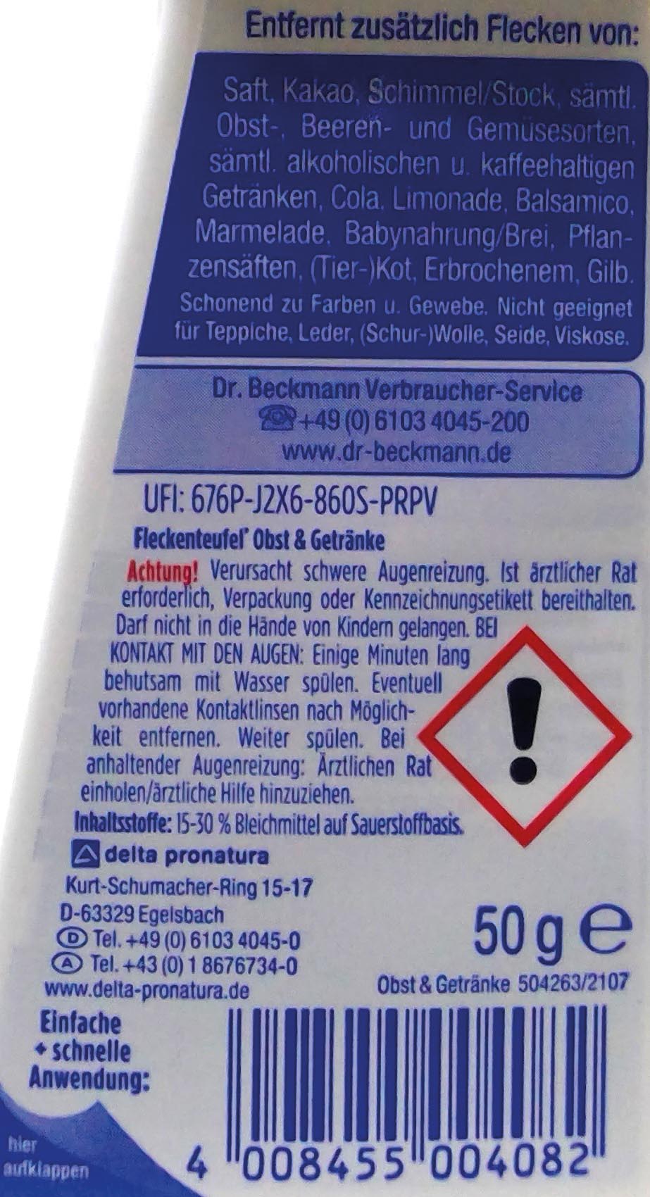 Dr. Beckmann Fleckenteufel 50ml Obst+Getränke