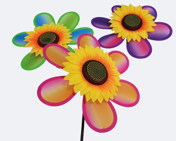 Windrad Sonnenblumen XXL 66x26x26cm in kräftigen Farben –