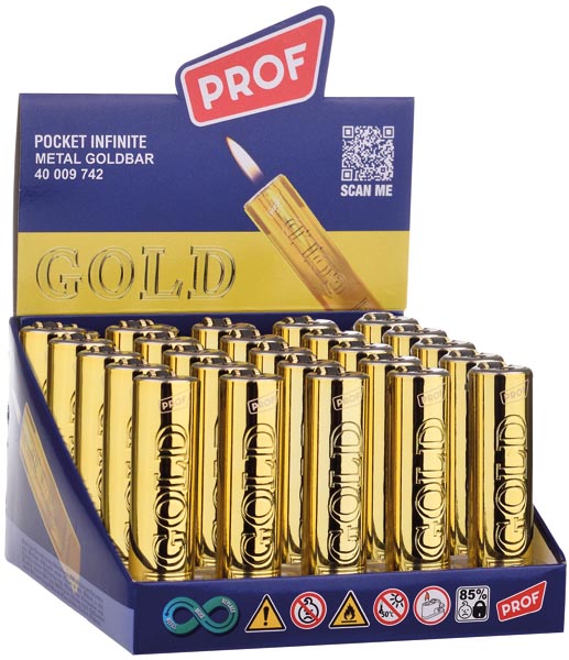 Goldbarren-Feuerzeug Metall nachfüllbar, rund, mit