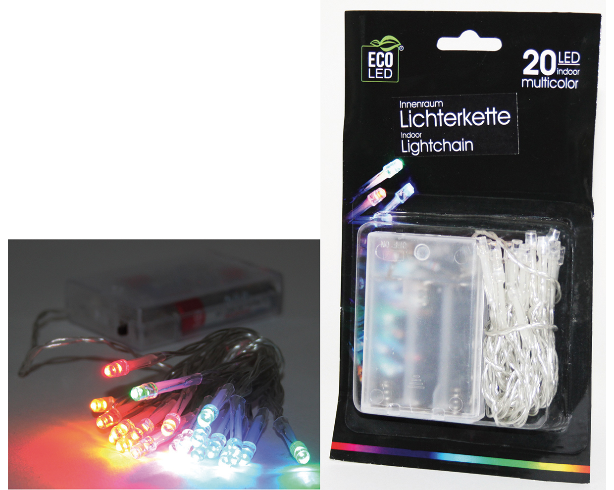 LED Lightchain 20 LED coloured, for indoor