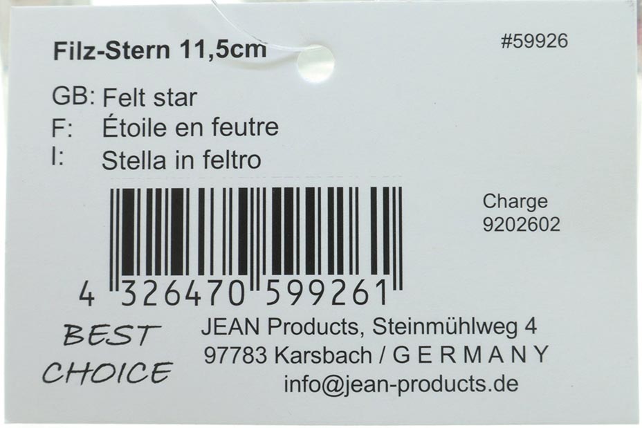 Filzstern mit Santa, 11,5x1,5cm