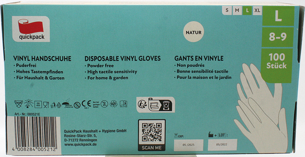 Gants jetables 100pcs taille L extra-fins