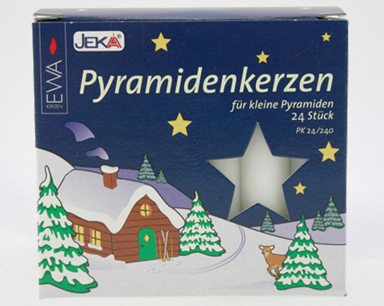 Pyramidcandles 24er white 14x74mm in colour pack