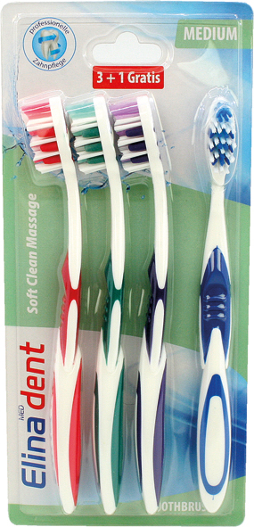 Brosse à dents Elina Softclean 3+1 manche