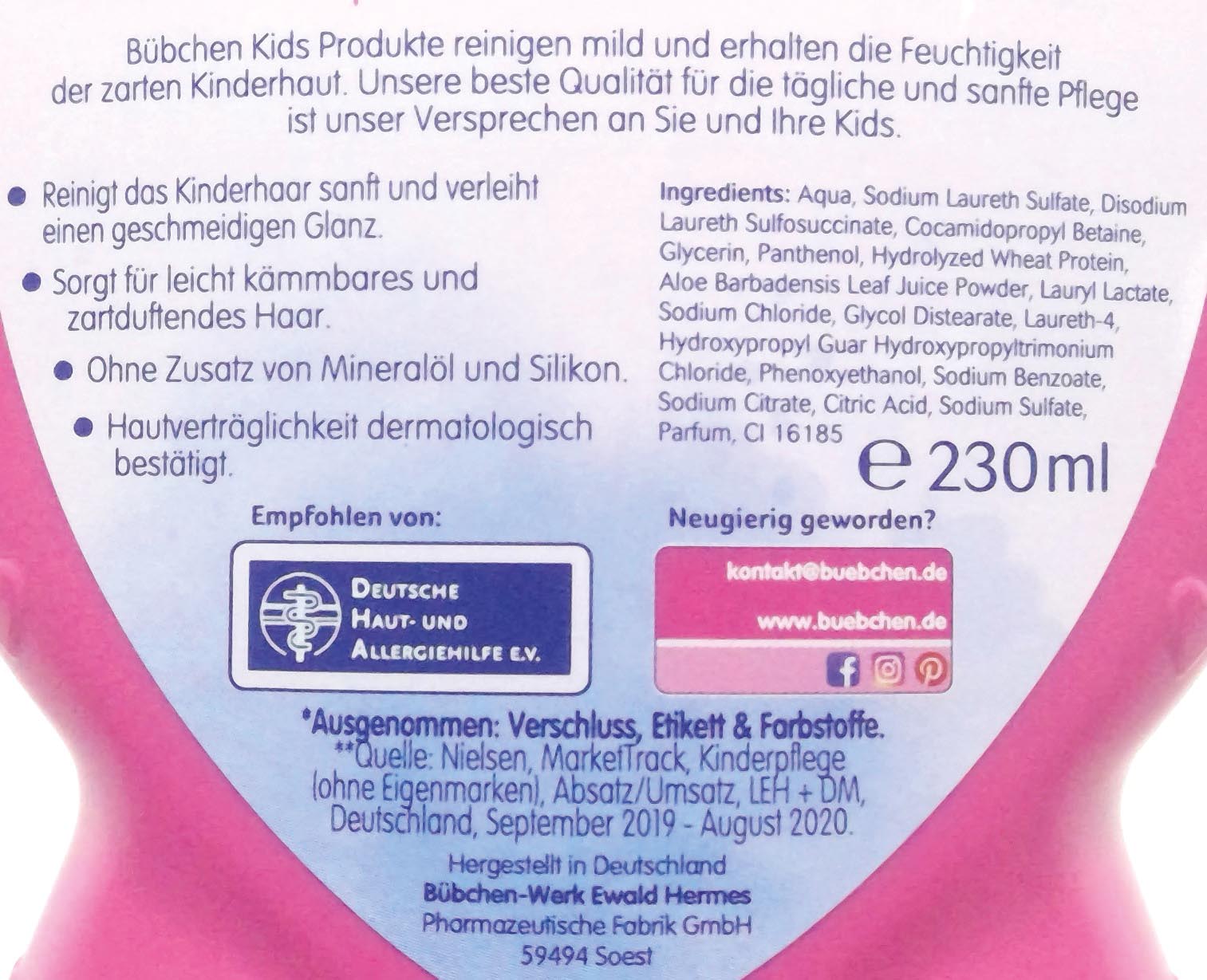 Bübchen Princess 230ml shampoo & balm