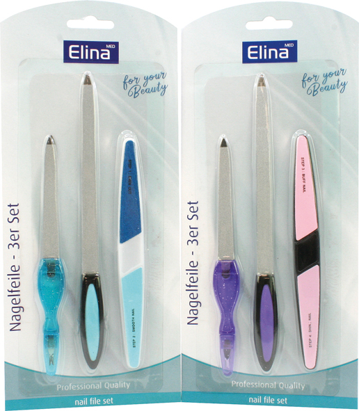 Nail File Set Elina 3pcs 2 Colours Asstd. on Card