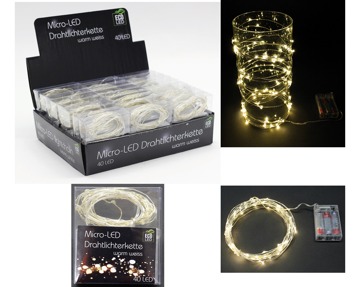 LED wire light chain, 20 LED /2m warm white