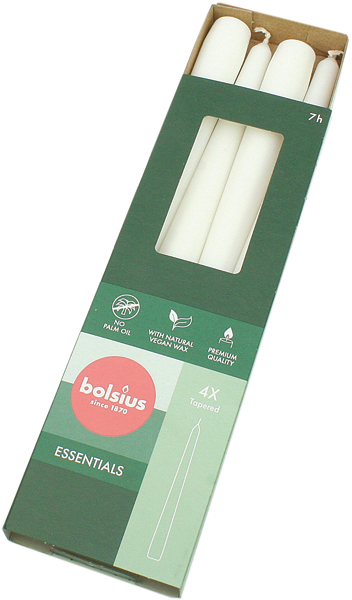 Taper Candles Set of 4 24,5x2,4 cm white,