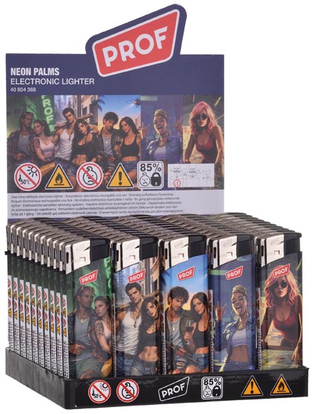Feuerzeug Neon Palms Elektro, im 50er Display