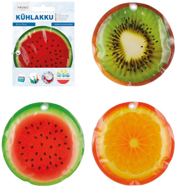 Fruit ice pack, 3/s, approx. 15cmD PE/glycerin/water, kiwi,