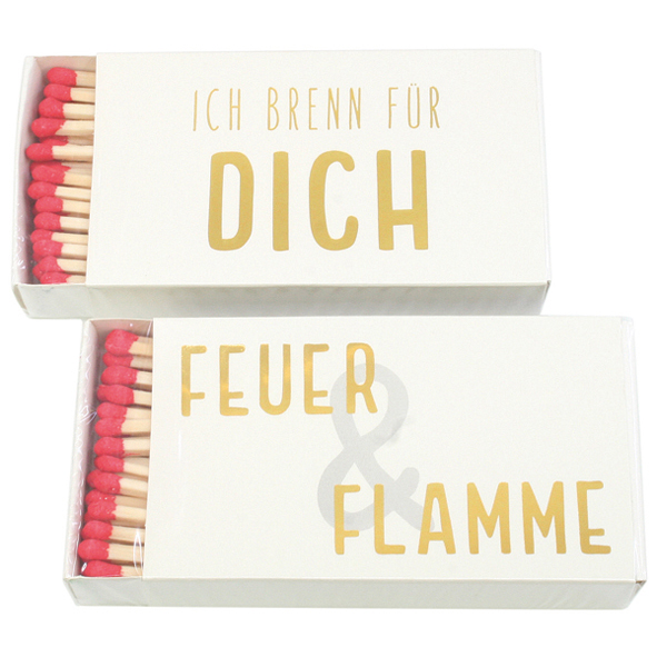 Streichhölzer Spruch 50 Stück 12,5x6,5x2cm, 2/s 2 Designs