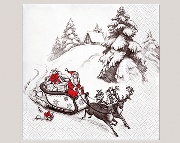 Napkins 20pcs 3ply 33x33cm 'Santa Sleigh