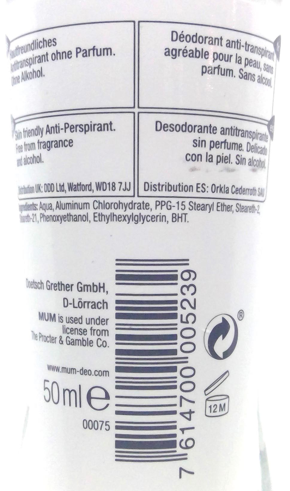 Mum Deo Roll on 50ml unscented