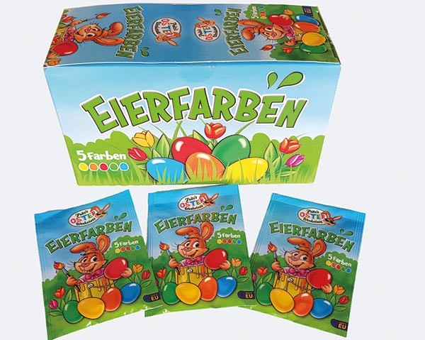 Easter eggs powder colors 5 col. in 50pcs display