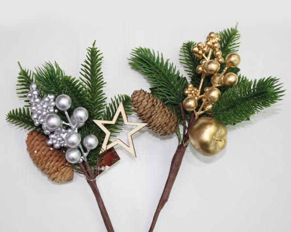 Dekozweig 17x13cm, mit Zapfen