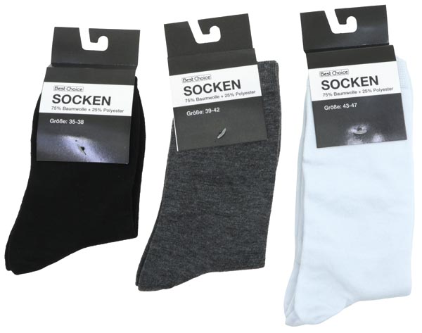 Socken 3 Größen und 3 Farben sortiert