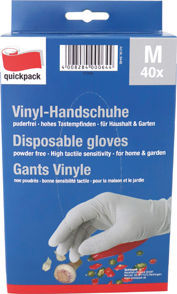 Gants jetables en vinyle 40s taille M extra fin