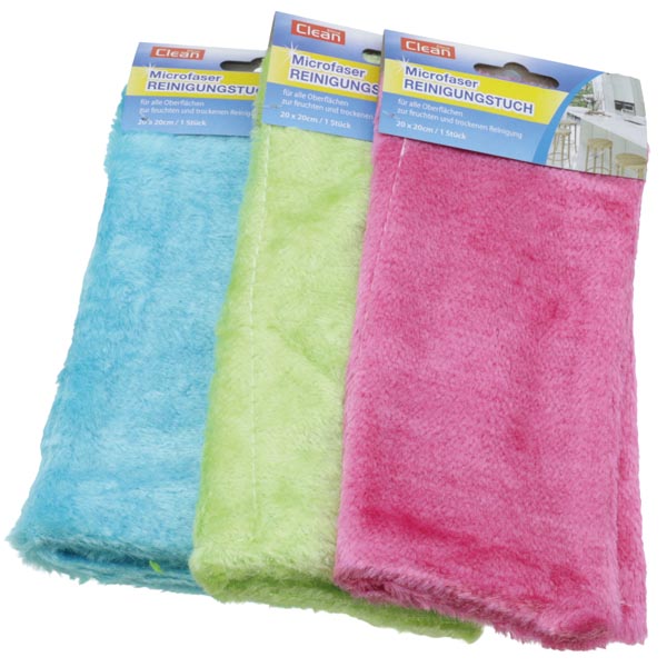 Microfaser Reinigungs-Fasertuch 20x20cm 3 Farben