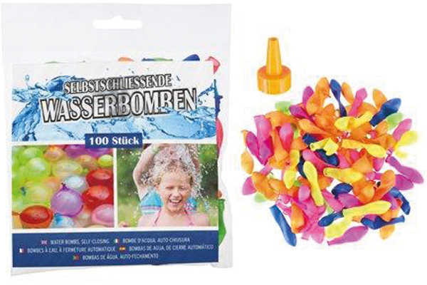 Water bombs, self-sealing, 100 pieces latex with closure