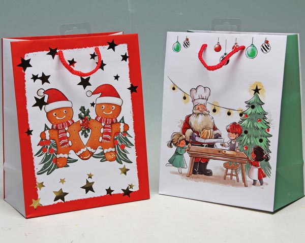 Gift bag 23x18cm, chef and gingerbread, 2 assorted colors, w