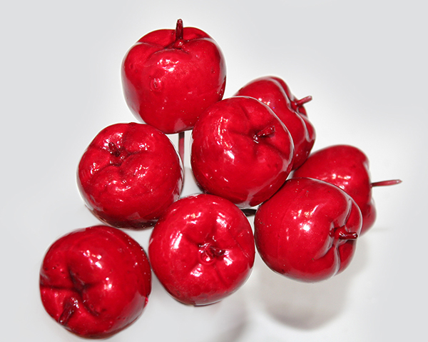 Decorative apples set of 8 Each 3cm diameter, with metal