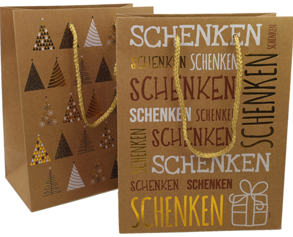 Geschenktasche Craft 23x18x10cm, 170g, Hotstamp mit glänzender Schrift und Natur