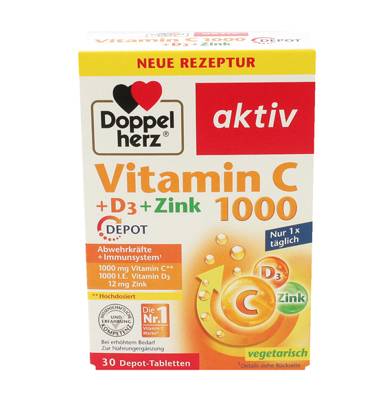 Double cœur vitamine C 1000 + vitamine D 30