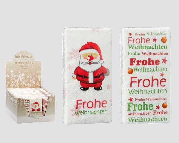 Handkerchiefs Santa, 2 assorted, 10 pieces
