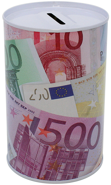 Money box 12.5x8cm Euro made of metal