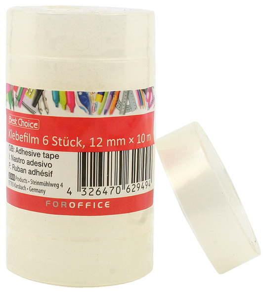 Tape Transparent 6 Rolls ea.10m x12mm