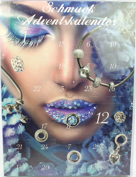 Schmuckweihnachtskalender XL, 3 Modelle sort. , mit Schmuck,