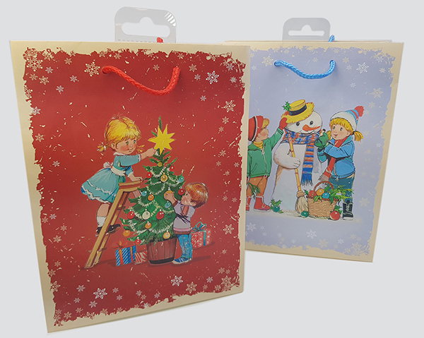 Sachet cadeau 23x18cm avec un joli motif de Noël, assorti au