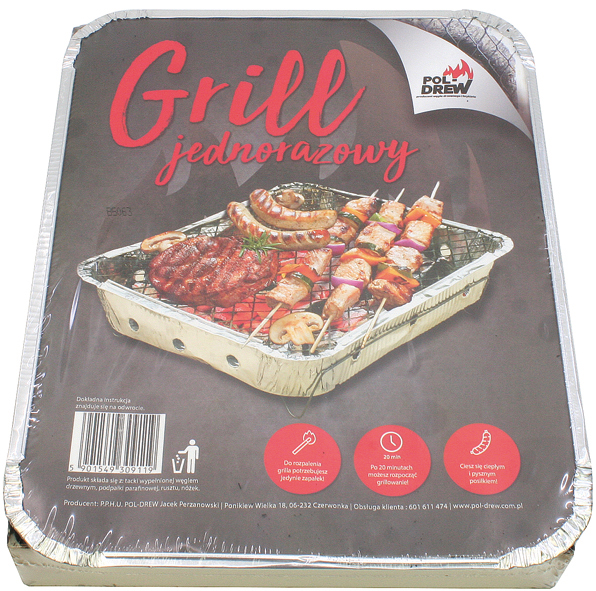 Grill Einmalgrill ca. 30x24x5cm mit Grillkohle