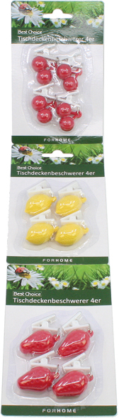 Tischdeckenbeschwerer Früchte 4er auf Karte sort.