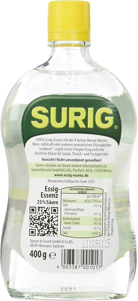 Food Surig vinegar essence 400g 25% light
