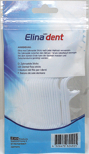 Dental Floss Sticks Elina 25er 8cm in zip-bag