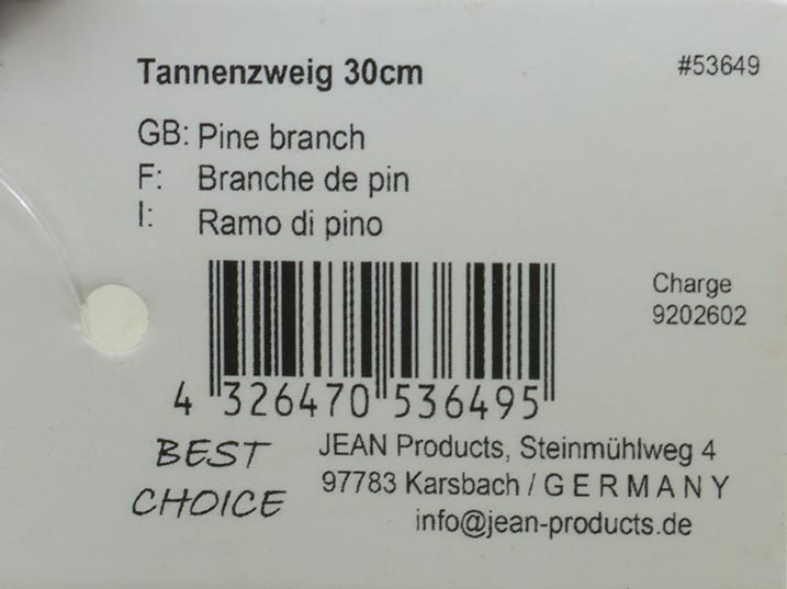 Schöner Tannenzweig mit roten Kugeln 30x12cm