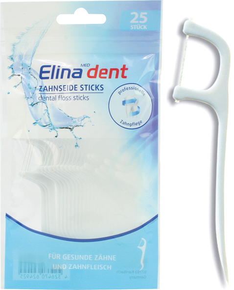 Dental Floss Sticks Elina 25er 8cm in zip-bag