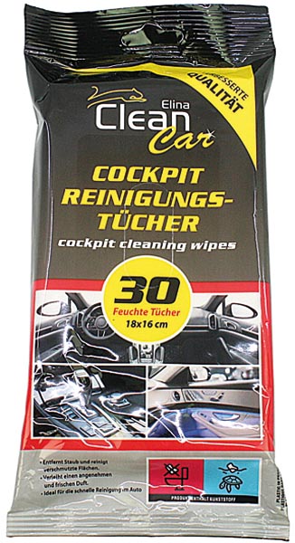 Auto Feuchttücher CLEAN Car 30er Cockpit 18x16cm wiederverschließbare Verpackung