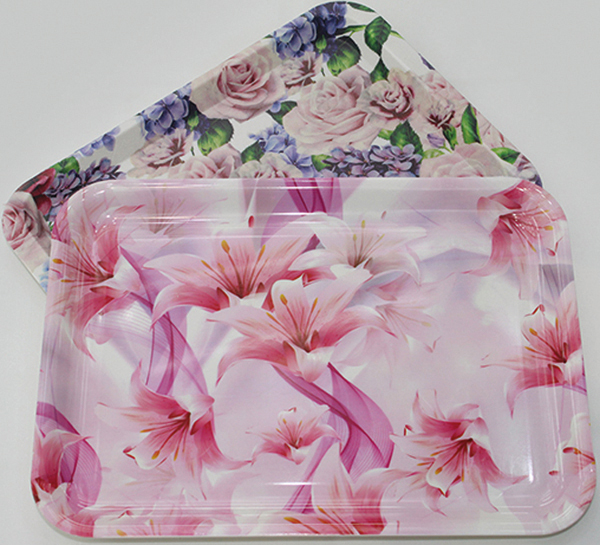 Tray XL flower motifs, 32x23cm, very stable and robust 2-way