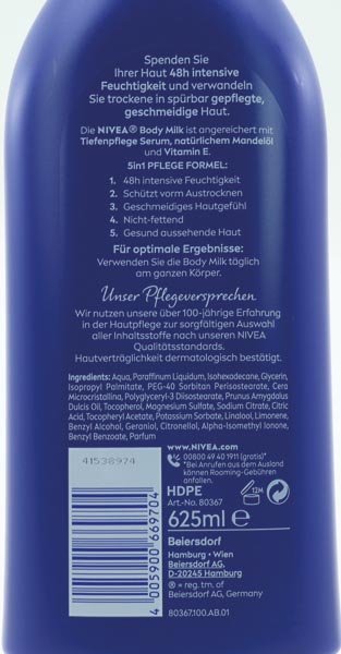 Nivea Bodymilk 625ml mit Pumpe