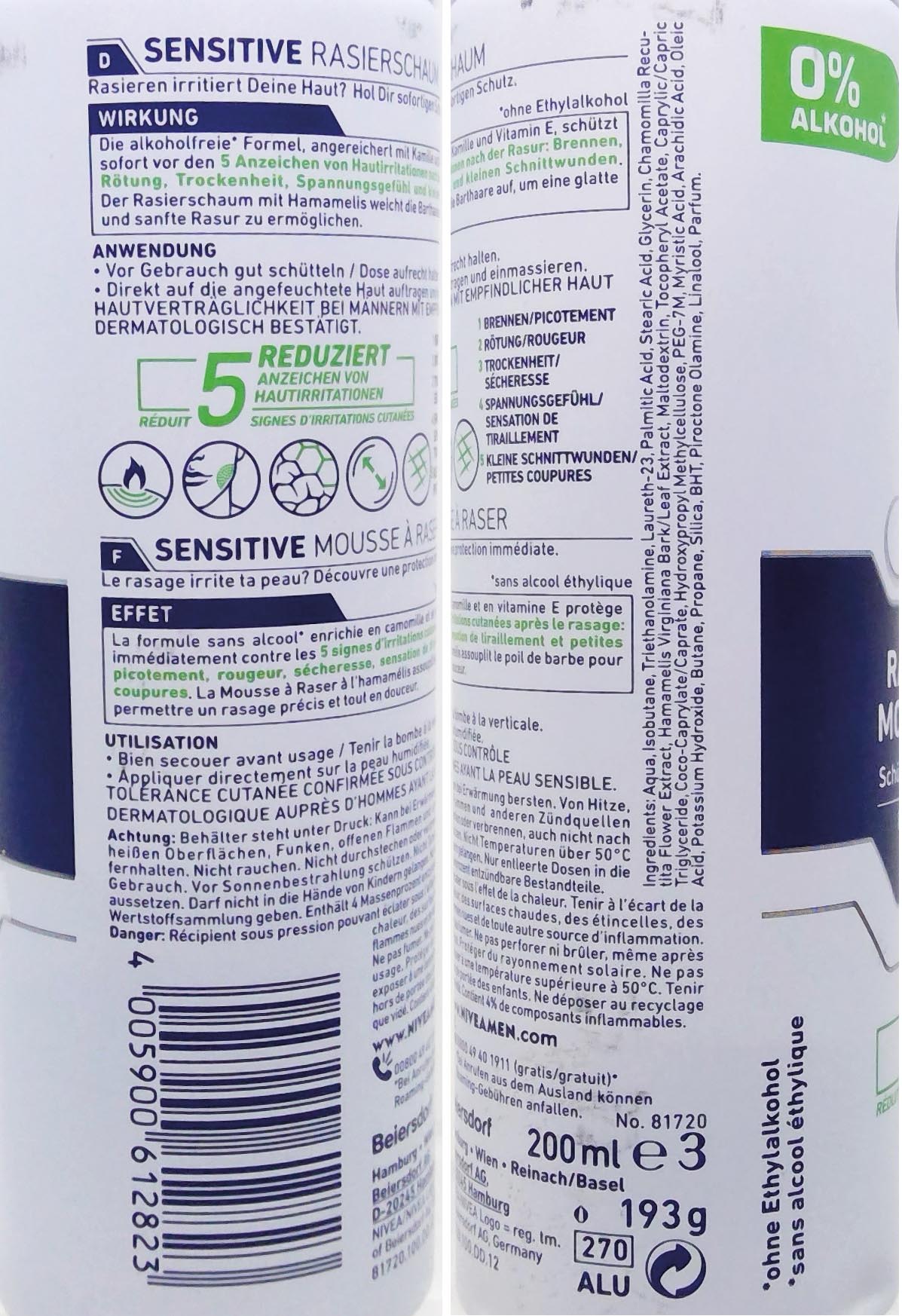 Nivea Shaving Foam 50ml Sensitive