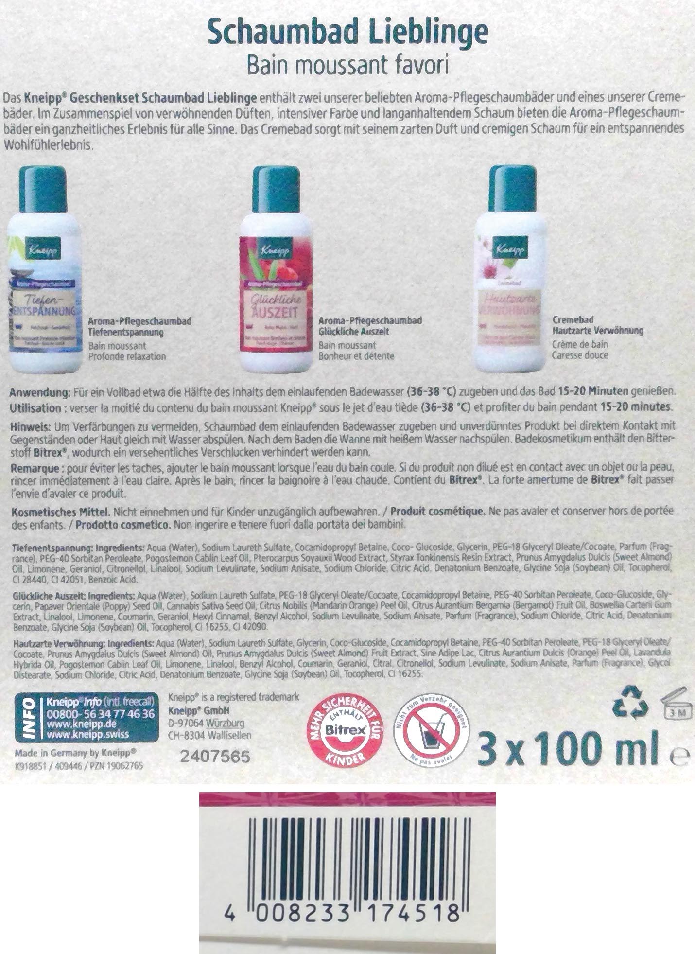 Kneipp Gift Bath favorites 3x100ml