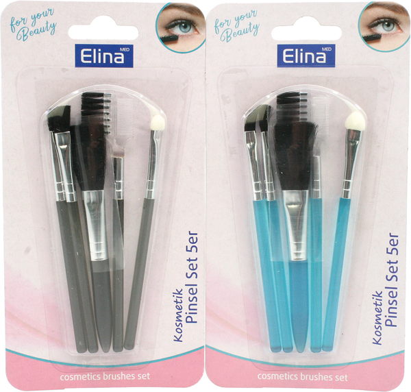 Cosmetic brush Elina set of 5 on card approx.