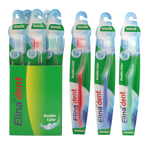 Toothbrush Elina Double Colour 12pcs in Display