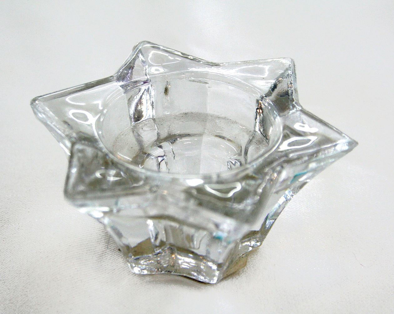 Tealight holder glass star 8x4cm triple function