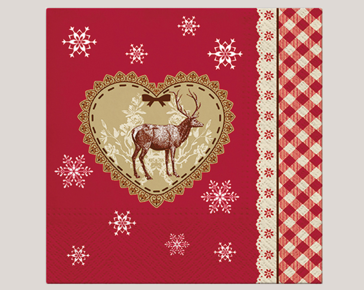 Napkins 20s, 3 ply 33x33cm 'Heart with moose'