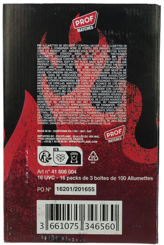 Allumettes Chef 55 mm, 3 × 100 unités, présentoir de 16