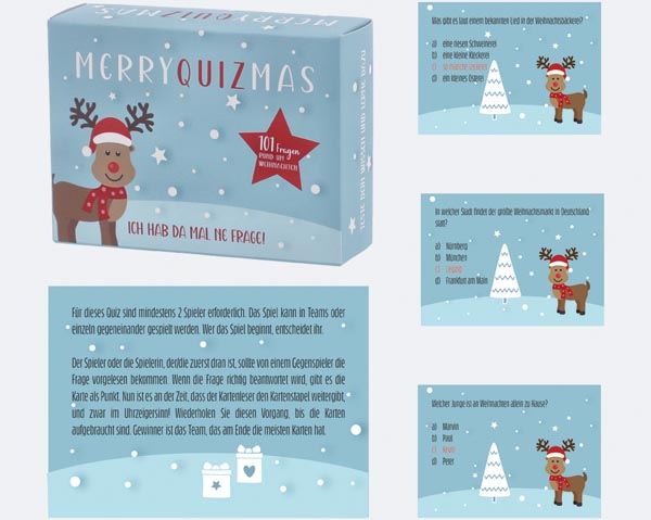 Christmas quiz 11.3 x 8.3 x 3.6 cm, 101 playing cards, in a
