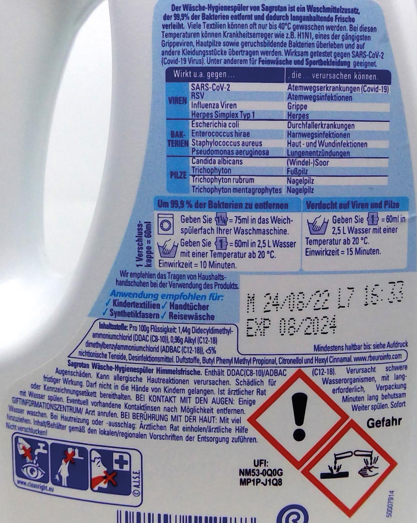 Sagrotan Desinfektion Wäsche Hygienespüler 1,5l